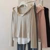 Толстовка для женщин Оверсайз С капюшоном Однотонная Утепленная Свободная V-образный вырез Повседневная Пуловер Длинный рукав Зимняя Толстовка Топ