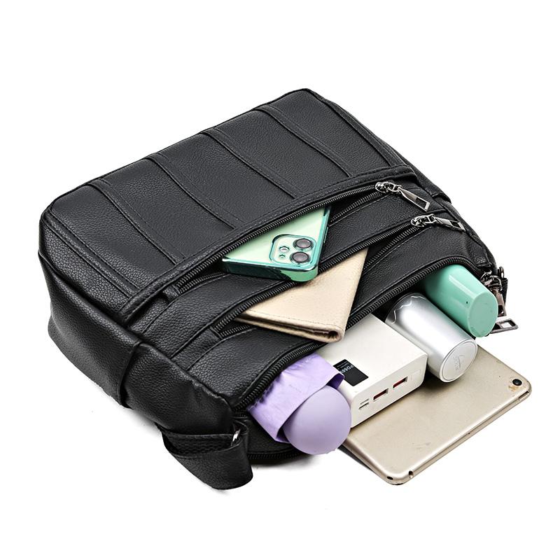 Soft Leather Bag Women's Multi-Layer Lightweight Bag Mother Bag Large Capacity Crossbody Bag