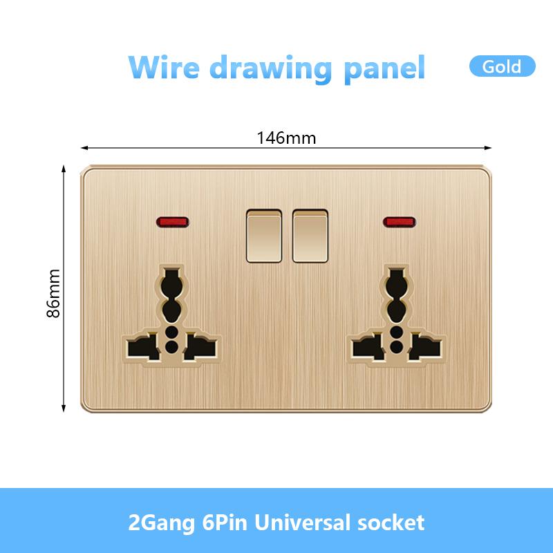 Универсальная 5-контактная розетка, стандартная британская настенная розетка USB на 13 А, 3-контактная электрическая розетка 220 В со светодиодным индикатором