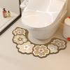 Oil Painting Style U-shaped Toilet Mat Floral Pattern Anti Slip Floor Mat  For Bathroom