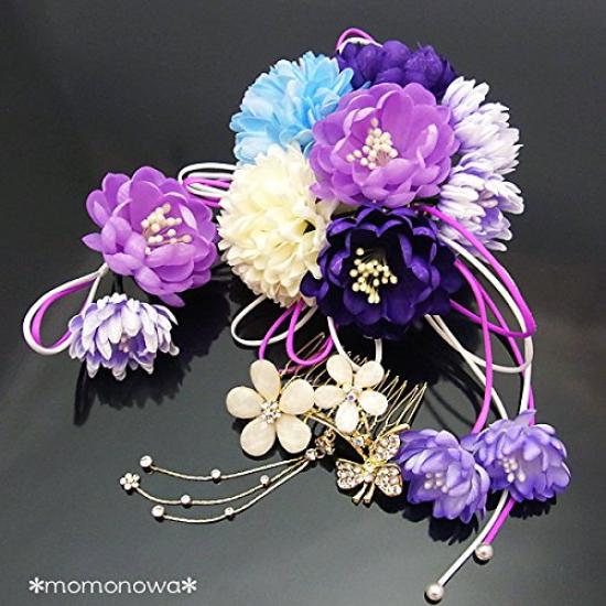Букет для волос, стильное свадебное украшение, корсаж, стиль, шпилька, гребень, набор из 3 предметов, бижутерия, кимоно с длинными рукавами, церемония совершеннолетия,