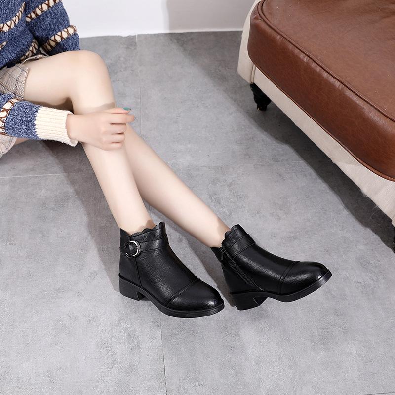 NEW Fashion Soft Leather Women Ankle Boots High Heels Zipper Shoes Warm Fur Winter Boots for Women Plus Size Rtg5