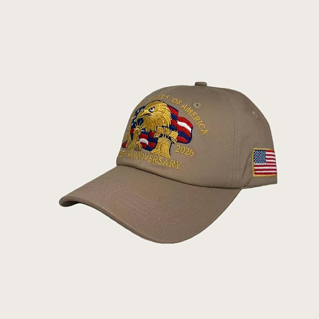 250th US Anniversary Baseball Cap, Patriotic Eagle & Flag Elements, Adjustable Sun Hat For Outdoor Everyday Wear