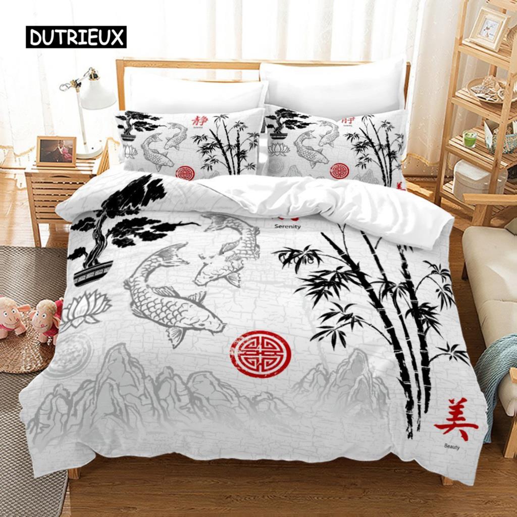 Duvet Cover Pink Sakura Plum Blossom Bamboo Bedding Set Fashion Art Duvet Cover Japanese Tokyo Style For Women Kids Room Decor