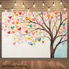 2D Whimsical Watercolor Tree with Multicolor Hearts Photography Backdrop