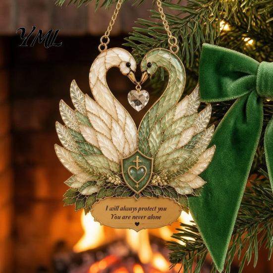 Acrylic Hanging Ornament Stained Glass Style Swan Pendant, Decorative Suncatcher for Window Car Love Symbol Home Decor And Christmas Tree Ornament,
