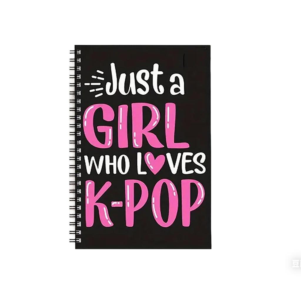 1pc Cute  Notebook-just A Girl Who Likes Spiral Magazine,  Black Korean Drama Fan Gift, 100 Pages Spiral Binding, Youth Notebook, School