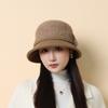 Bucket Hat Women's Autumn and Winter Light Luxury Style Versatile Bucket Hat Windproof Warmth Ear Protection Woolen Fisherman Hat