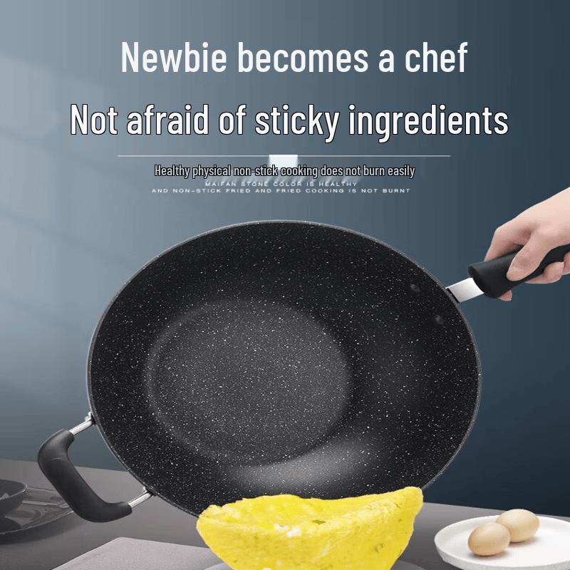 Supor Maifan Stone Non-stick Flat Bottom Wok, 30cm
