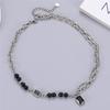 2023 Men and Women's New Tide Pearl Black Titanium Steel Necklace