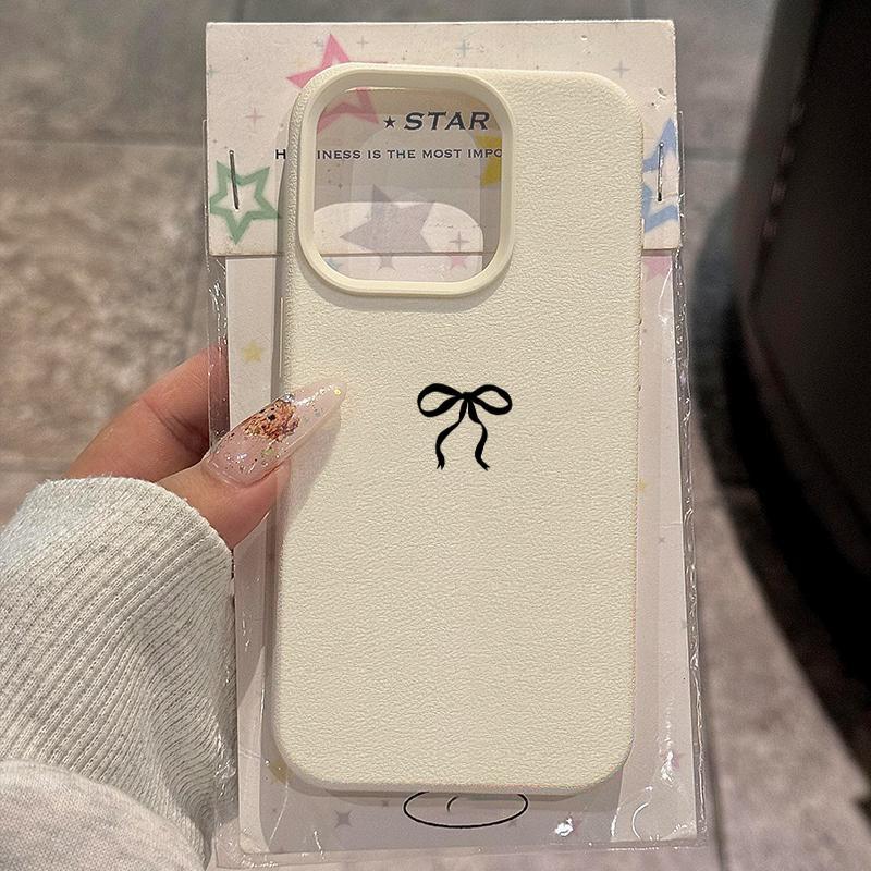 Черный чехол для телефона с узором из бантов, подходит для iPhone 17 16 15 14 13 12 11 Pro/Max/Plus, противоударная задняя крышка
