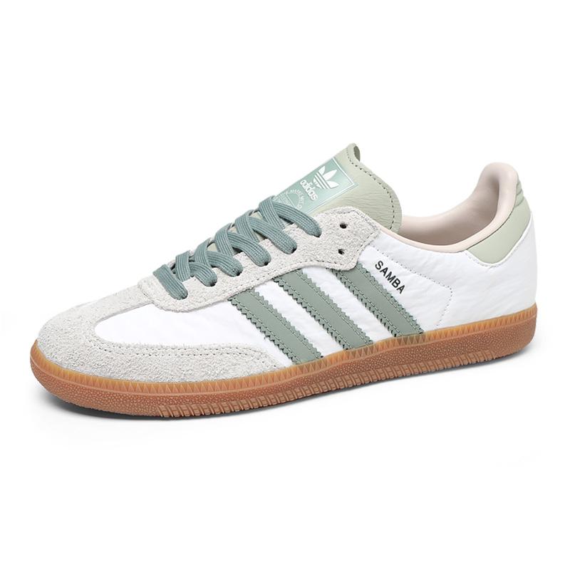 adidas Samba OG белые серебристо-зеленые женские кроссовки Cloud-White Putty-Mauve ID0492