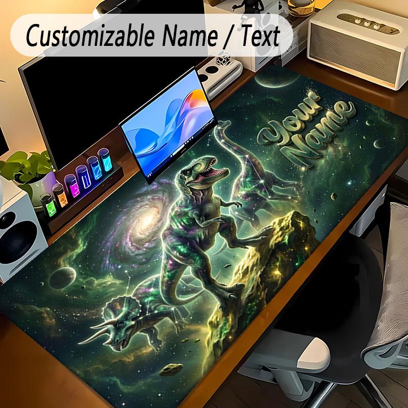 Dinosaur Theme Personalized Mouse Pad Custom Name Text Non Slip Desk Pad For Laptop Office Desktop