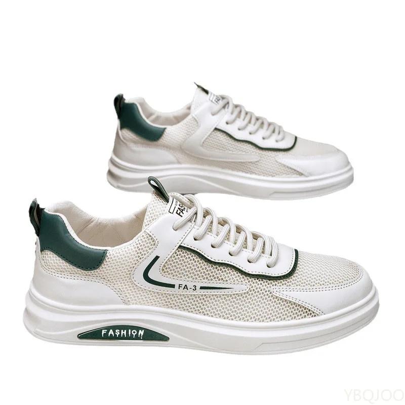Men's 2025 New white Shoes Summer breathable mesh footwear Fashion hollow Sneakers Casual Wear resistant Trendy Shoes Zapatos