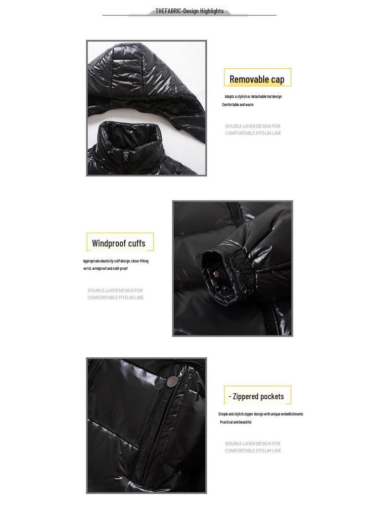 Мужская блестящая зимняя хлопковая куртка – с капюшоном, стильная и утепленная верхняя одежда