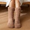 1 Pair Winter Warm Women Floor Socks Solid Color Plush Soft Non-slip Home Thickened Thermal Carpet Sock
