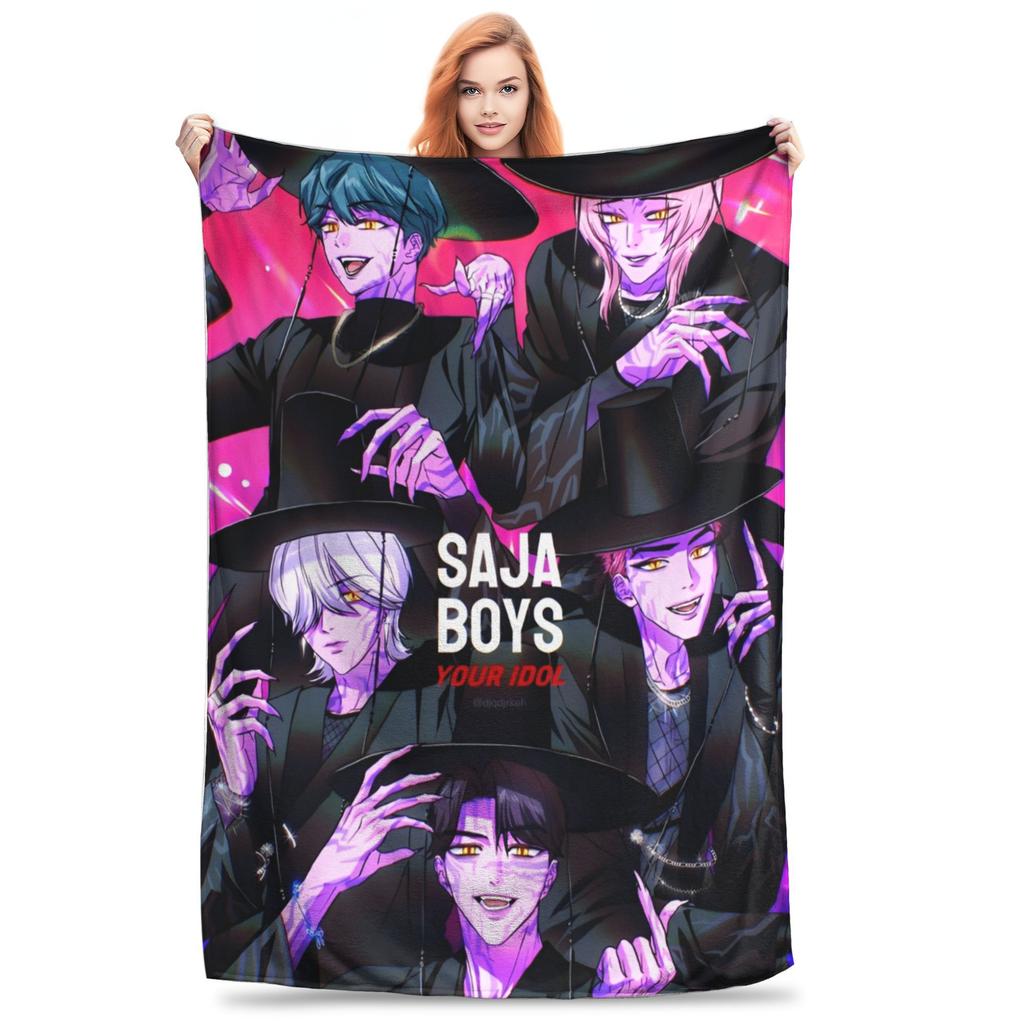 KPop Demon Hunters Huntrix Blue Tiger Derpy Blanket Super Soft Cozy Throw Blankets for Sofa 50x60 Inch Multi-size Bedspreads