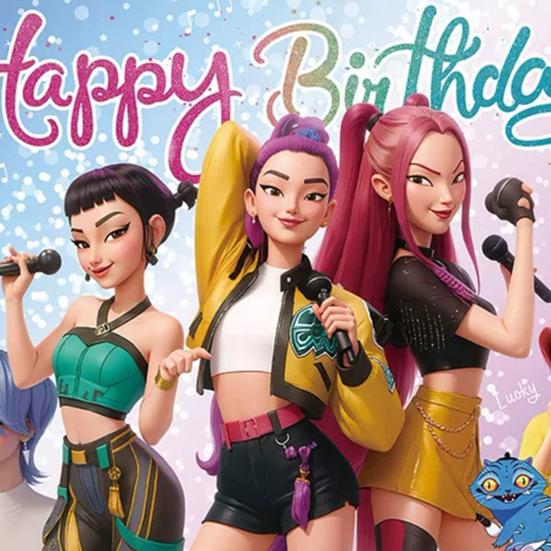 Фоновая ткань Демон Фильм Охотники С Днем Рождения Баннер Задник Подвесная ткань Украшение Детские товары для вечеринки