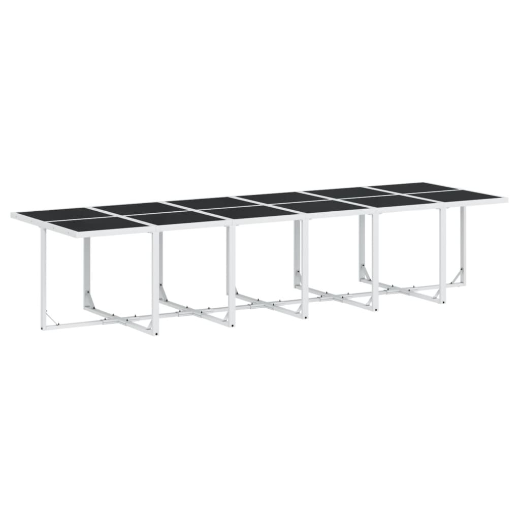 13 Piece Outdoor Dining Set with Cushions White Textilene