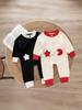 Knitted Romper with 3D Stars & Moon for Infants & Toddlers - Cute Spring & Autumn Crawling Suit for Boys & Girls