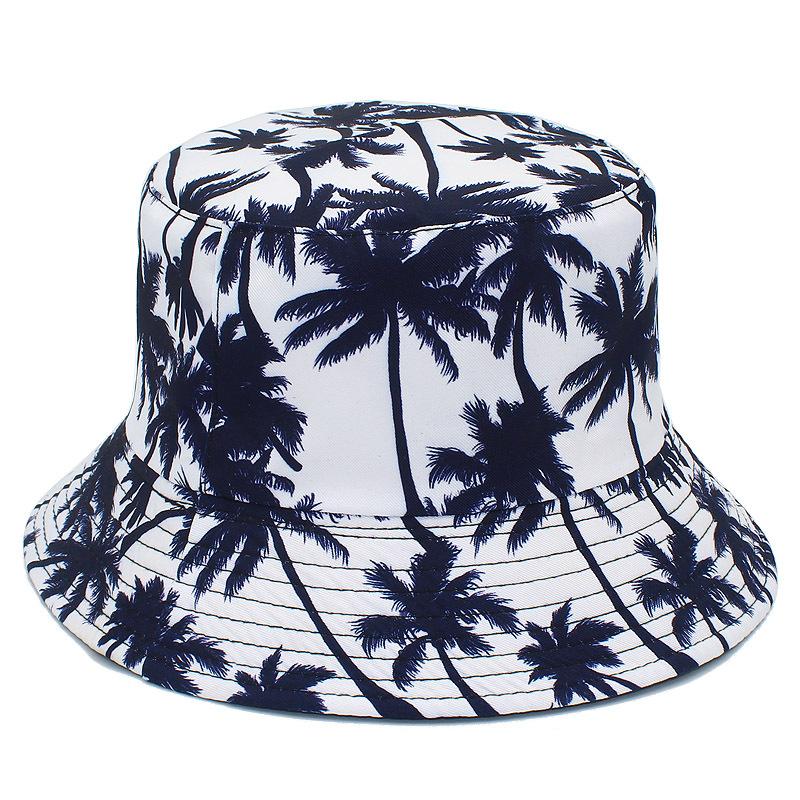 Beach Coconut Tree Print Bucket Hat Unisex Fisherman Caps for Men's and Women's Summer Outdoor Sunscreen Fashion Decorate Panama