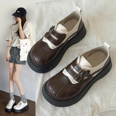 Модная женская обувь 2024 года, новые дизайнерские туфли Мэри Джейн с двойной пряжкой, кожаные туфли на толстой подошве, женские удобные нескользящие мокасины Zapatos