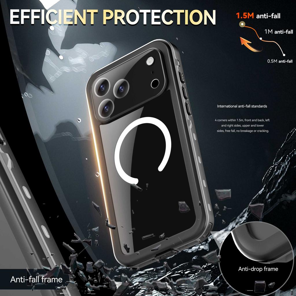 Shellbox IP68 Magnetic Waterproof Phone Case for Swimming & Diving - Compatible with IPhone 17/17AIR/17Pro/17Promax