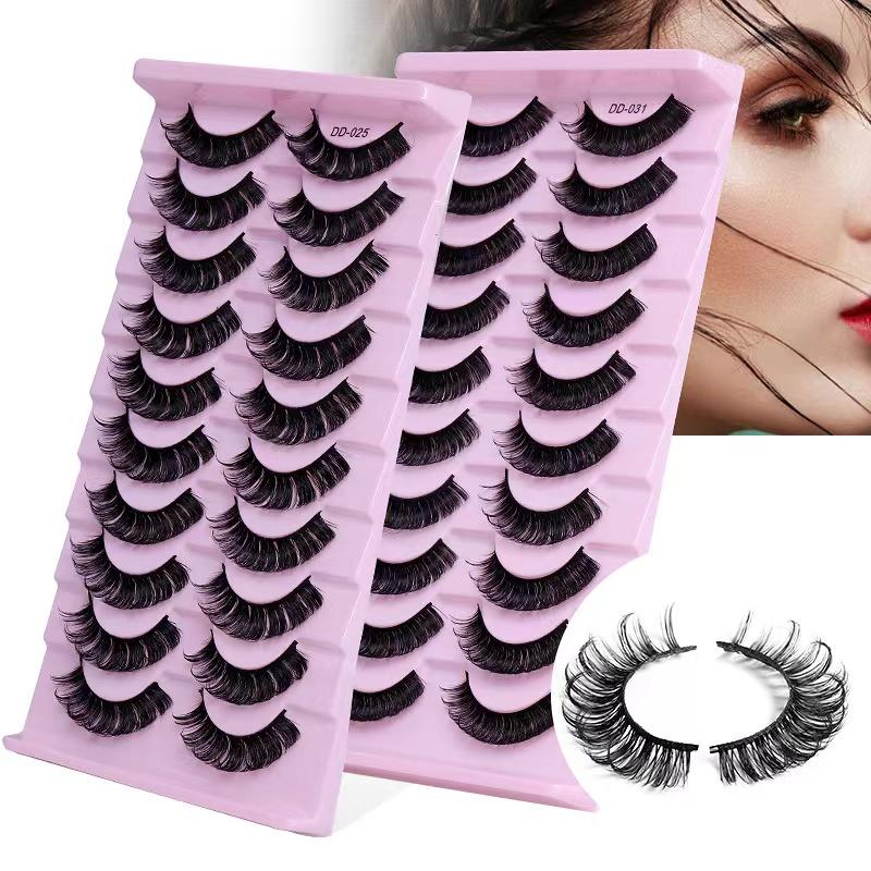 Qingdao Natural Long 3d D Curl Wink Winged Eyelash Extensions Faux Mink 14mm C D Curl Strip Eyelashes Russian Strip