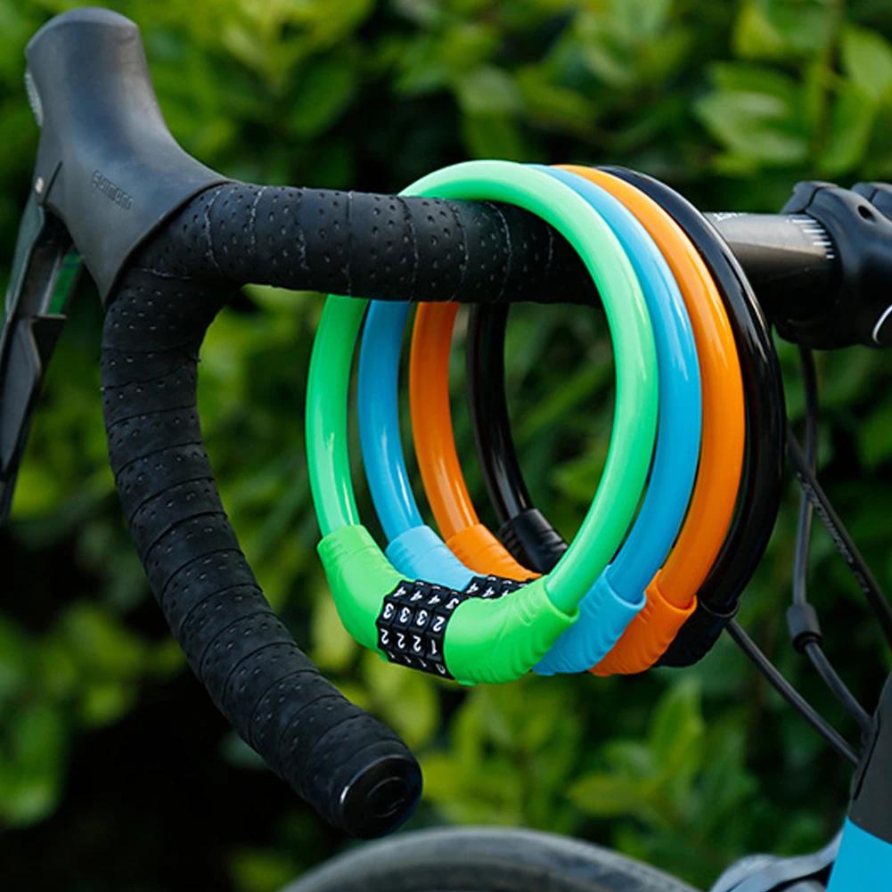 Мотоциклетный велосипедный замок с кодовым замком, 4-значный пароль, противоугонный пароль, кабельный замок безопасности для горного велосипеда