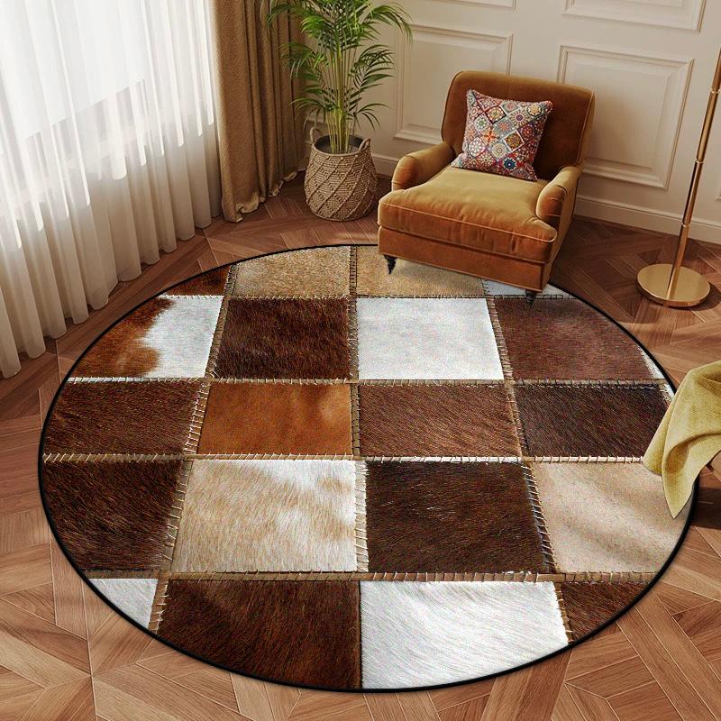 Круглый ковер в американском стиле Ретро декор Спальня Пушистый Мягкий Коврик для стула Геометрический Нескользящий Ковер для гостиной Плюшевые напольные коврики для лаунджа
