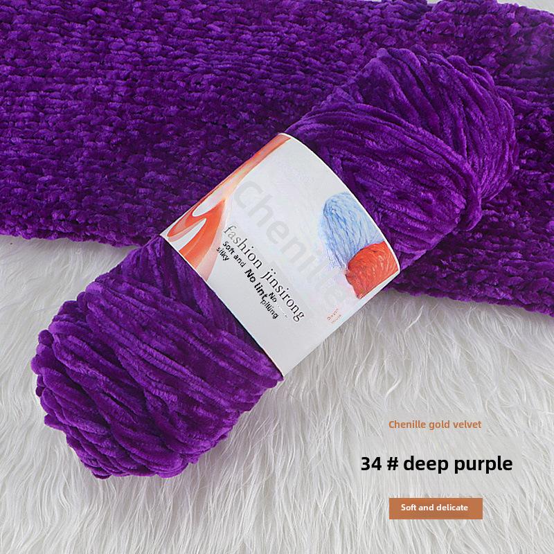 Вязаный шарф, шапка, тапочки крючком из золотистого бархата с шениллом, набор для самостоятельного вязания из кукольной шерсти