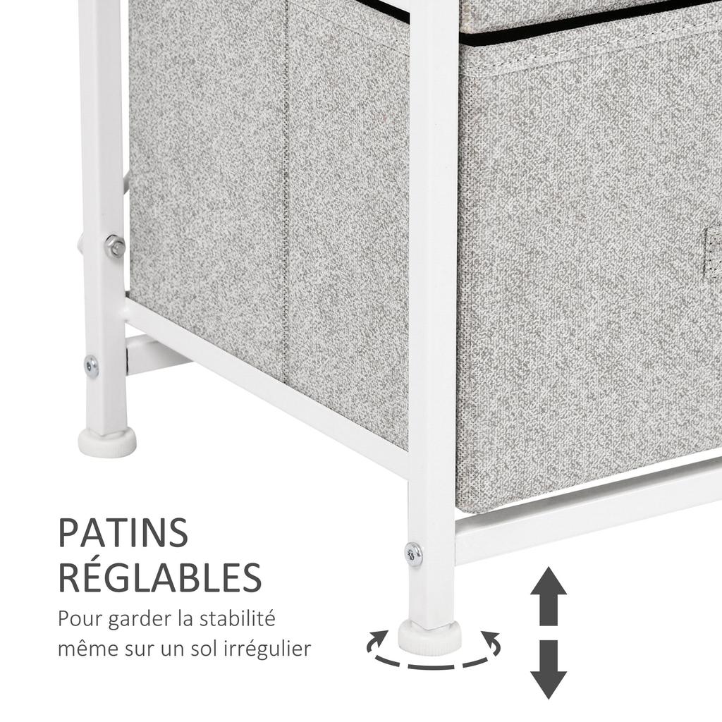 Fabric Chest of Drawers Storage Cabinet 4 Drawers dim. 45L x 30W x 92H cm Metal Frame