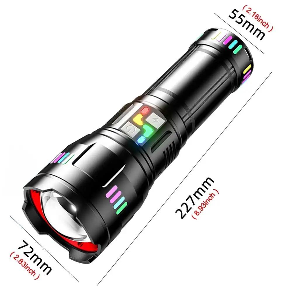 Самый мощный светодиодный фонарик с зумом, перезаряжаемый через USB, фонарик, дальнобойный, сверхмощный, кемпинговый фонарь