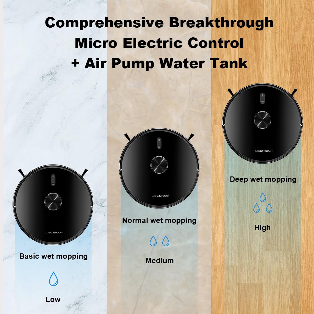 LIECTROUX Робот-пылесос X6 Lidar, лазерная навигация и картографирование, многоуровневая карта 6500 Па, 5 сохраненных карт, настройка виртуальной стены через приложение, влажная уборка в форме Y