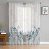 Blue Flowers Butterflies Flowers Bedroom Transparent Sheer Curtains Holiday Decoration Window Voile Tulle Curtain