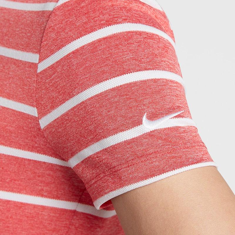 Nike Полосатая спортивная рубашка-поло для женщин, красные топы AJ5232-657