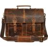 Handmade Leather Shoulder Briefcase Messenger Bag Mens 16 Inch Laptop Satchel