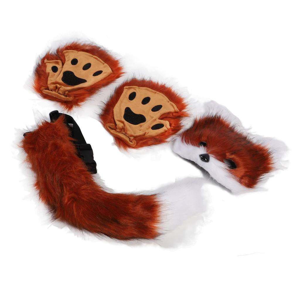 Лисий чехол для лица перчатки хвосты комплект пушистый плюш искусственный мех мягкий приятный для кожи костюм аксессуары животное