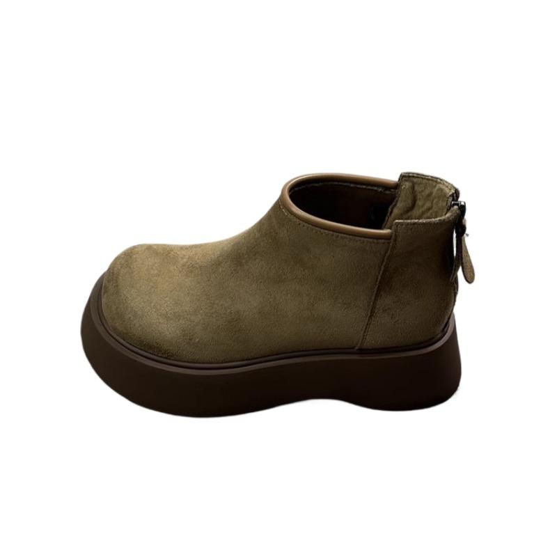 Ботильоны на плоской подошве из замши на платформе, зимние, плюшевые, теплые, хлопковые, туфли на среднем каблуке, модные ботинки 2025 года, готические, челси, Botas Mujer