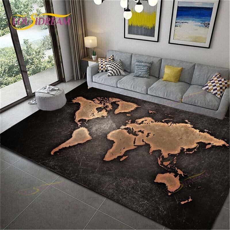 Карта мира Ковер Карта Коврики Домашний декор Мягкий фланелевый коврик для спальни Детские игры Ковры для ползания для гостиной Ковры для гостиной