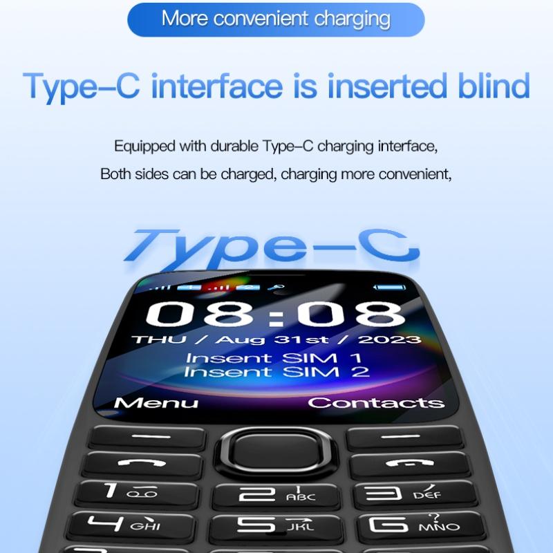 С99(H11) Мобильный телефон 4G с кнопками, 2,4-дюймовым TFT-экраном, двумя SIM-картами, двойным режимом ожидания, 240x320, будильником Voice King, аккумулятором 1500 мАч, мини-телефоном с фонариком