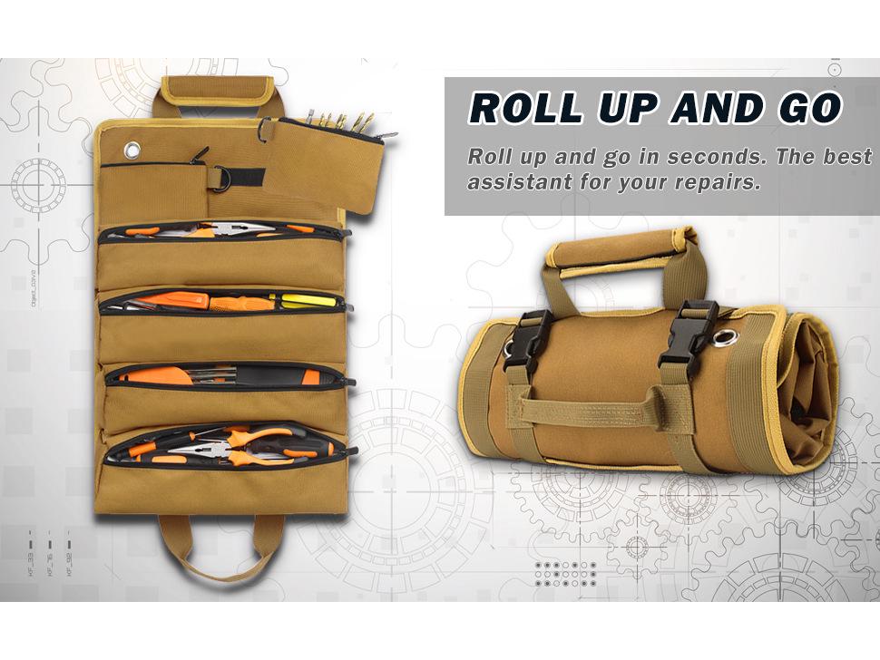 Garden-Style Electrician & Carpenter Roll-Up Tool Bag: Multifunctional Hanging Storage Pouch
