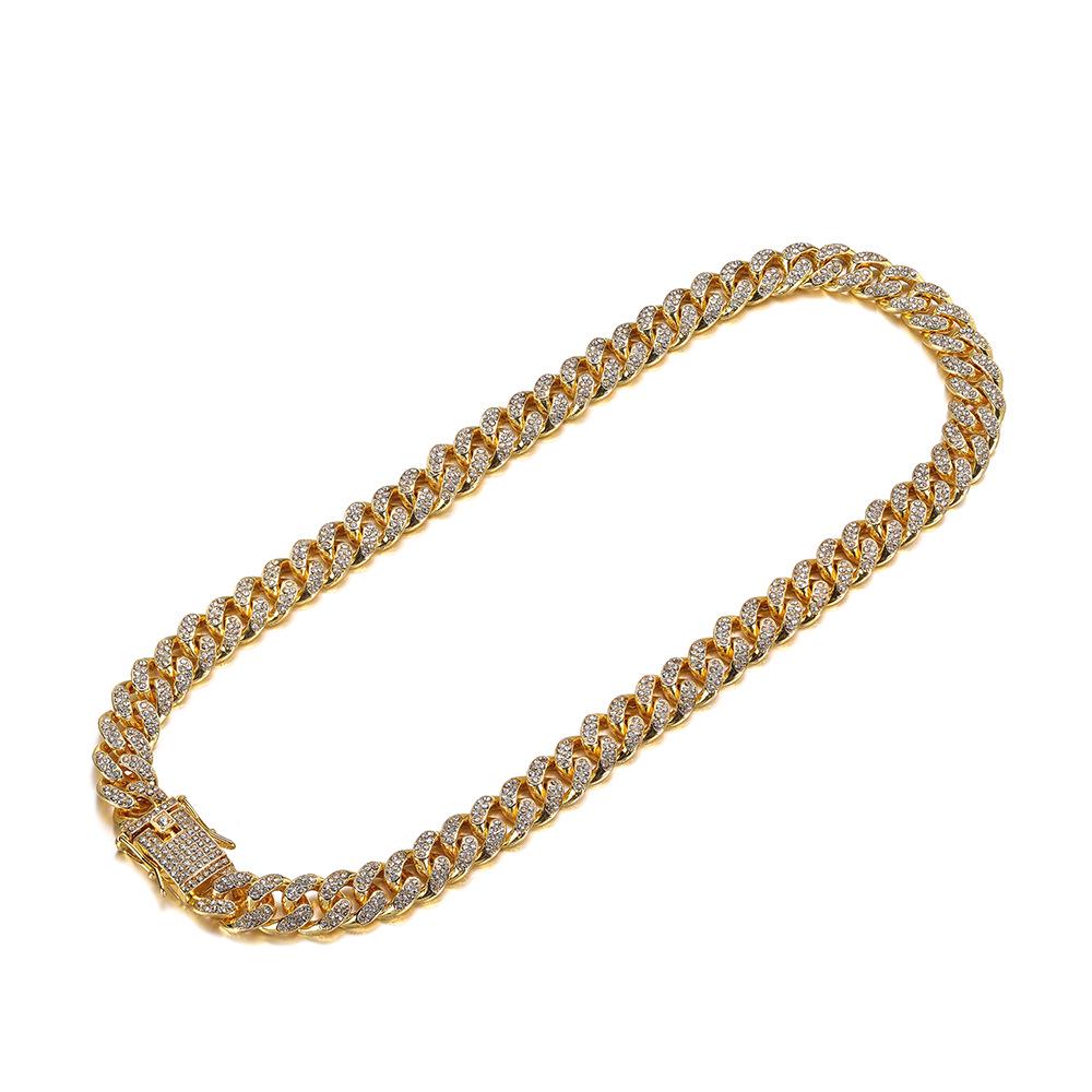 Unisex Hip Hop Diamond-Studded Cuban Chain Bracelet & Necklace