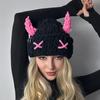AltGoth Harajuku Gothic Kawaii Hats Women Cyber Punk Hotsweet Streetwear Devil Horns Knitted Hat Funny Cartoon Heat Hat Unisex