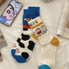 Женские носки с рисунком Крошки-Цубаки Весна Осень Каваи Милые Средней длины Хлопок Мультяшные Цветные Модные Повседневные Носки Для Взрослых