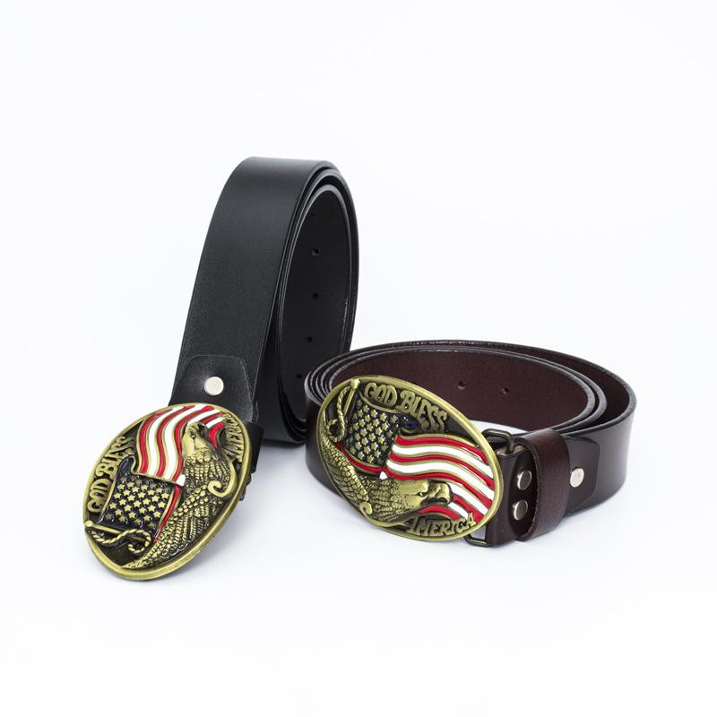Ремень с пряжкой в виде орла с бронзовой точечной краской, модный ремень с американским флагом