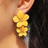 Fashion Jewelry Big Double Flower Mixed Color Earrings for Women Summer Style Party Wedding Exaggerated Earrings