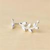 New Simple Leaves 925 Sterling Silver Jewelry Asymmetrical Leaves Personality Exquisite Plant Popular Stud Earrings E256