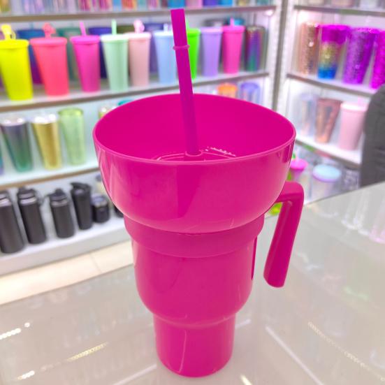 Snack And Drink Cup with Straw Lightweight Stadium Tumbler Portable