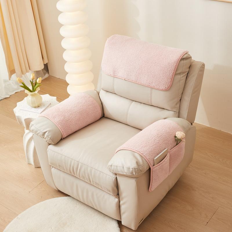 Лампа плюшевый коврик для дивана-реклайнера, однотонный мягкий чехол для кресла, нескользящая сумка для хранения, одиночная боковая подушка для дивана для гостиной